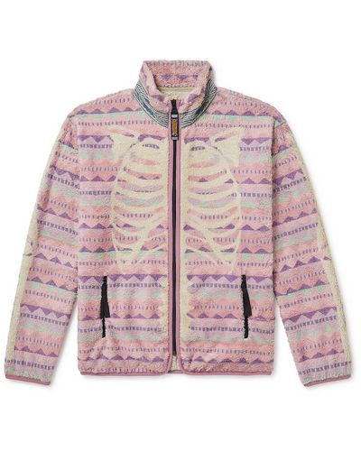 Kapital Ashland Printed Fleece Zip-up Sweatshirt - Pink