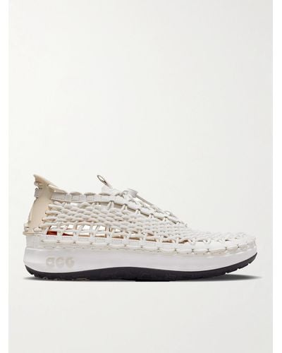 Nike Acg Watercat Woven Leather And Rubber-trimmed Woven Trainers - White