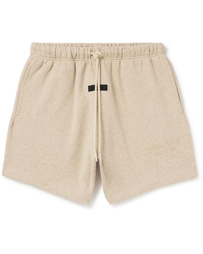 Fear Of God Straight-leg Logo-appliquéd Cotton-blend Jersey Drawstring Shorts - Natural