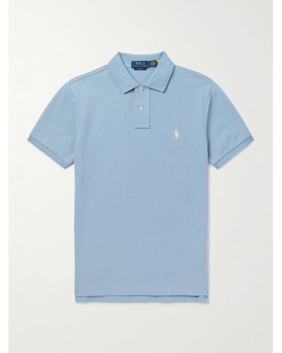 Polo Ralph Lauren Logo-embroidered Cotton-piqué Polo Shirt - Blue