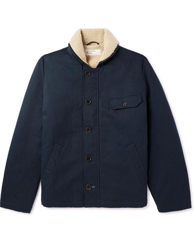 Universal Works Recycled Fleece-lined Cotton-twill Jacket - Blue