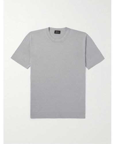 Brioni Cotton And Silk-blend T-shirt - Grey