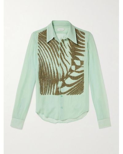 Dries Van Noten Sequin-embellished Chiffon Shirt - Green