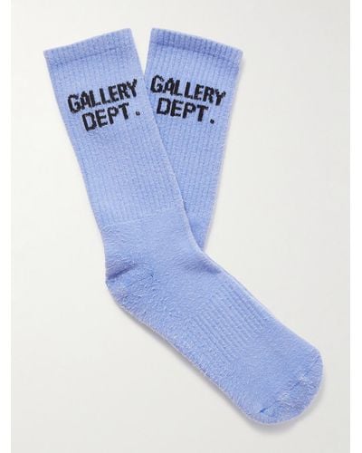 GALLERY DEPT. Clean Logo-jacquard Ribbed Recycled Cotton-blend Socks - Blue
