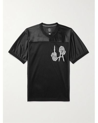 Local Authority La Bones Fufc Logo-print Satin-twill And Mesh T-shirt - Black