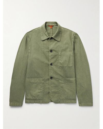 Barena Visal Crinkled-cotton Overshirt - Green