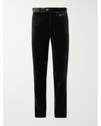 Oliver Spencer Fishtail Slim-fit Cotton-velvet Suit Trousers - Black