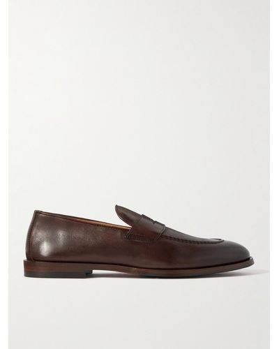 Brunello Cucinelli Flex Leather Penny Loafers - Brown