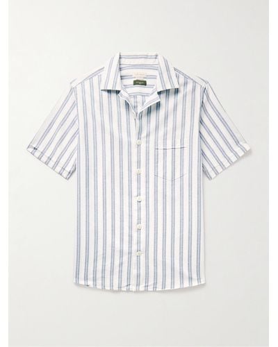 Incotex Glanshirt Camp-collar Striped Cotton Oxford Shirt - Blue