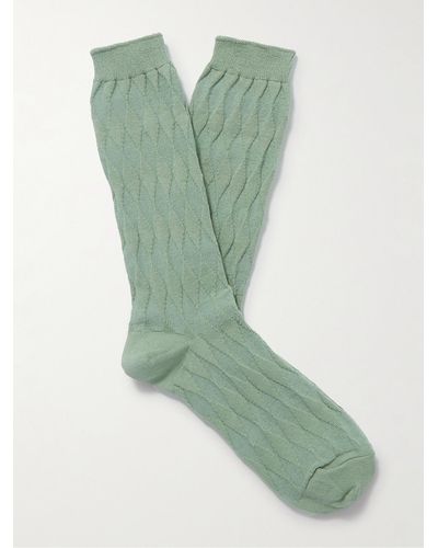 MR P. Socken aus Jacquard-Strick aus einer Baumwollmischung - Grün