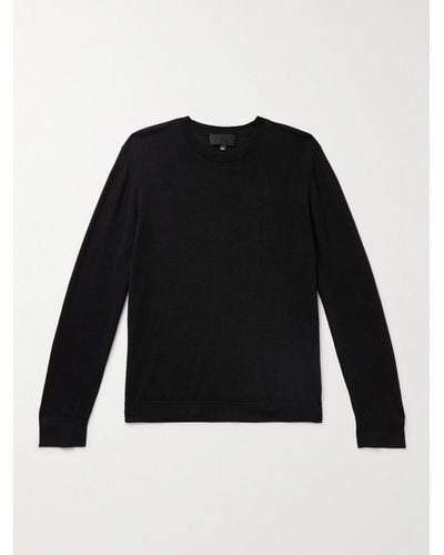 Nili Lotan Cory Slim-fit Wool And Silk-blend Jumper - Black