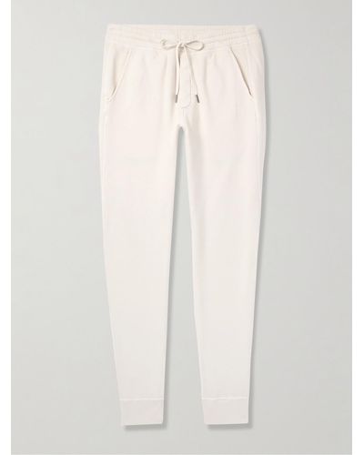 Tom Ford Tapered Garment-dyed Cotton-jersey Joggers - White