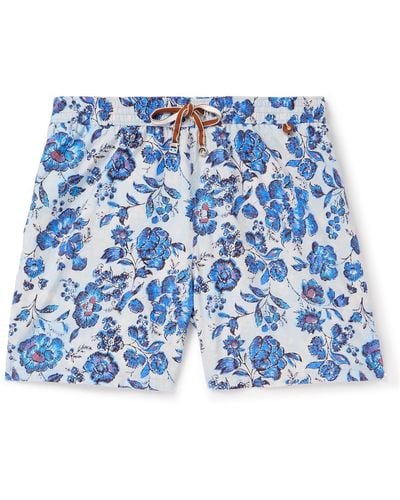 Loro Piana Straight-leg Mid-length Floral-print Swim Shorts - Blue