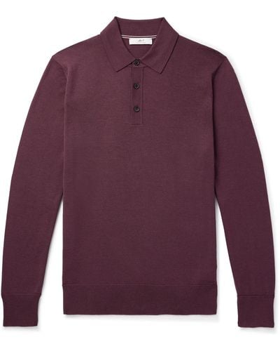 MR P. Gerry Merino Wool Polo Shirt - Purple