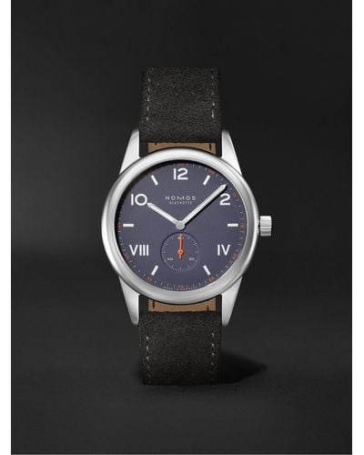 Nomos Club Campus Hand-wound 38mm Stainless Steel And Leather Watch - Black