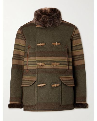 RRL Giacca in shearling con righe Seaberg - Verde