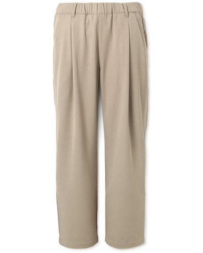 Dime Straight-leg Pleated Logo-embroidered Twill Pants - Natural