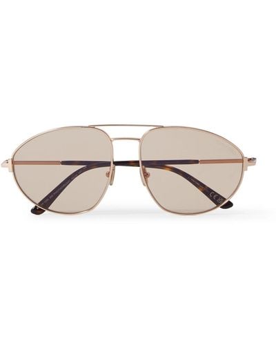 Tom Ford Ken Aviator-style Rose Gold-tone Sunglasses - Natural