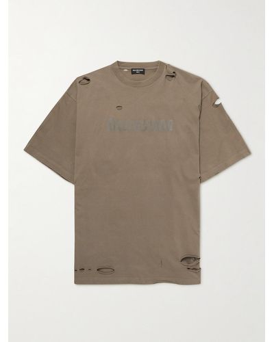 Balenciaga T-shirt oversize in jersey di cotone effetto consumato con logo stampato - Multicolore