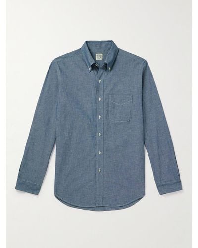 Orslow Hemd aus Baumwoll-Chambray mit Button-Down-Kragen - Blau