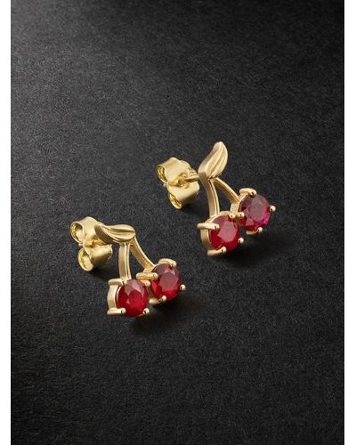 Established Orecchini in oro 18 carati con rubini Cherry - Nero