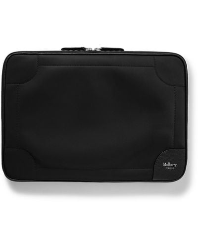 Mulberry Leather-trimmed Nylon Laptop Case - Black