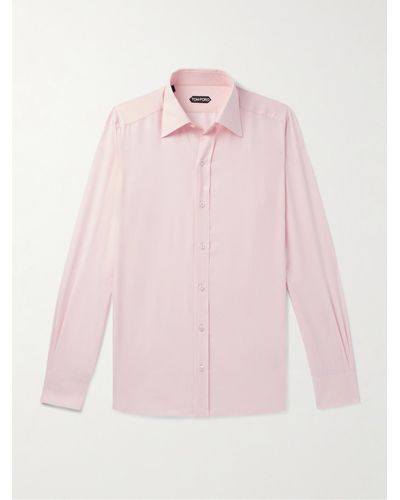 Tom Ford Hemd aus Seidenpopeline mit Cutaway-Kragen - Pink