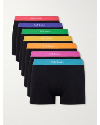 Paul Smith Seven-pack Stretch Organic Cotton-jersey Boxer Briefs - Blue