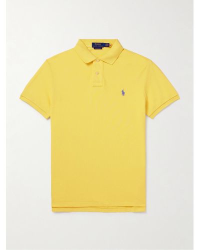 Polo Ralph Lauren Schmal geschnittenes Polohemd aus Baumwoll-Piqué mit Logostickerei - Gelb