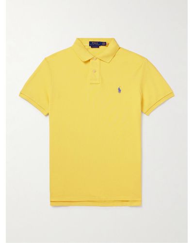 Polo Ralph Lauren Polo slim-fit in cotone piqué con logo ricamato - Giallo