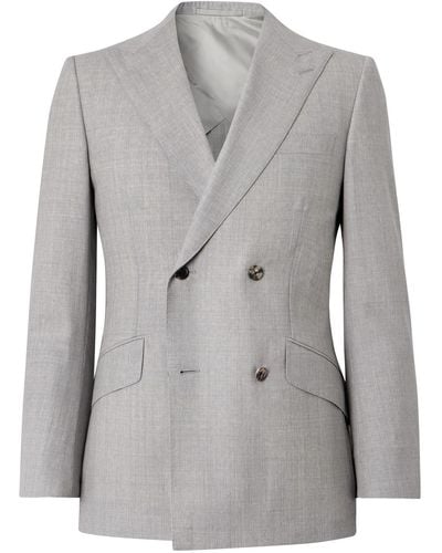 Kingsman Slim-fit Double-breasted Wool Suit Jacket - Gray