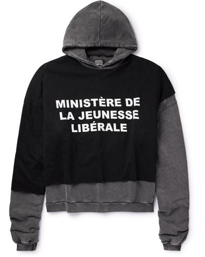Liberal Youth Ministry Oversized Layered Logo-print Cotton-jersey Hoodie - Black