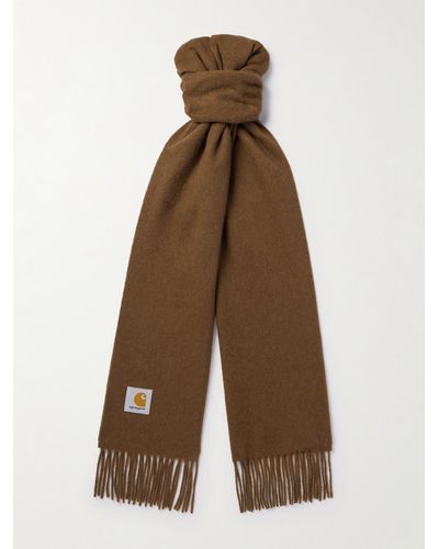 Carhartt Sciarpa in lana con logo applicato e frange Clan - Neutro