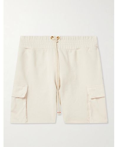 Les Tien Straight-leg Cotton-jersey Drawstring Cargo Shorts - Natural