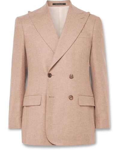 Richard James Hyde Double-breasted Wool-hopsack Blazer - Natural