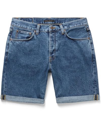 Nudie Jeans Josh Straight-leg Denim Shorts - Blue