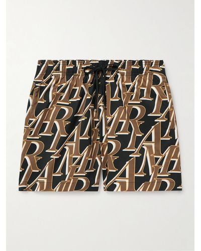 Amiri Stacked Straight-leg Mid-length Logo-print Shell Swim Shorts - Black