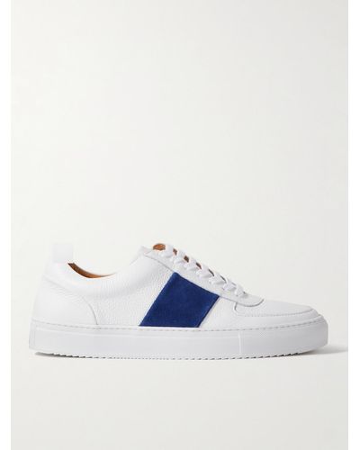 MR P. Larry Pebble-grain Leather And Suede Sneakers - Blue