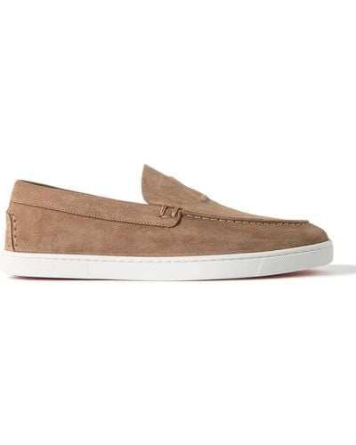 Christian Louboutin Varsiboat Logo-embossed Suede Loafers - White