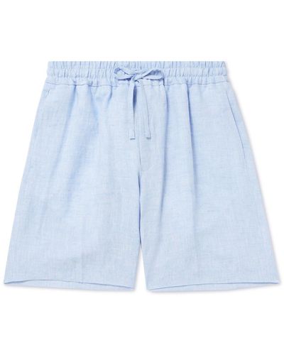Kingsman Straight-leg Linen Drawstring Shorts - Blue