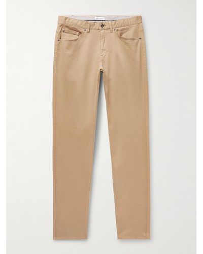 Peter Millar Ultimate Slim-fit Straight-leg Stretch Cotton And Modal-blend Sateen Trousers - Natural