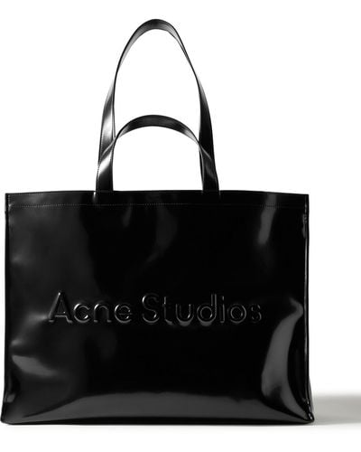 Acne Studios Logo-embossed Faux Glossed-leather Tote Bag - Black