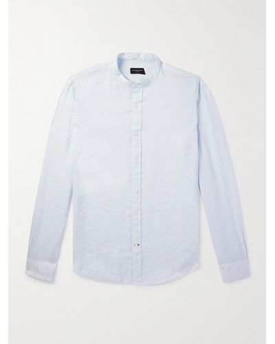 Club Monaco Grandad-collar Linen Shirt - White