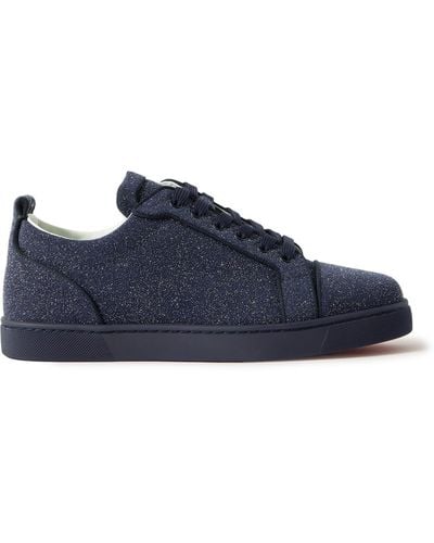 Christian Louboutin Louis Junior Glittered Leather Low-top Sneakers - Blue