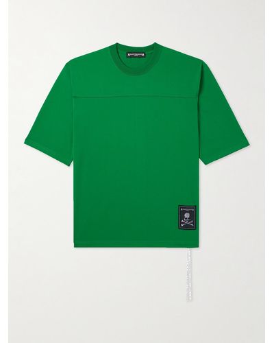 MASTERMIND WORLD T-shirt in jersey con stampa e logo applicato - Verde