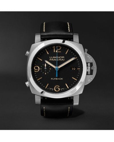 Panerai Luminor Chrono Automatic Flyback Chronograph 44mm Stainless Steel And Leather Watch, Ref. No. Pam00524 - Black