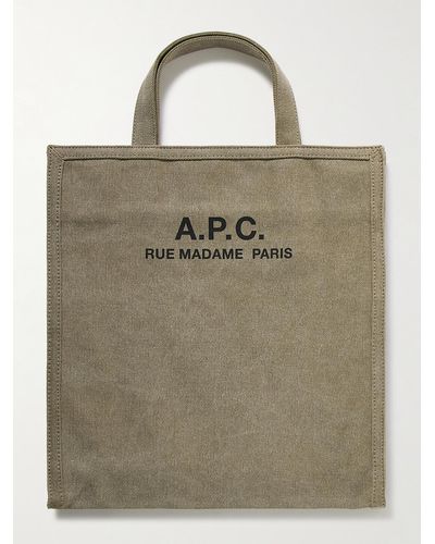 A.P.C. Logo-print Cotton-canvas Tote - Natural
