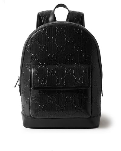 Gucci Leather Embossed Backpack - Black