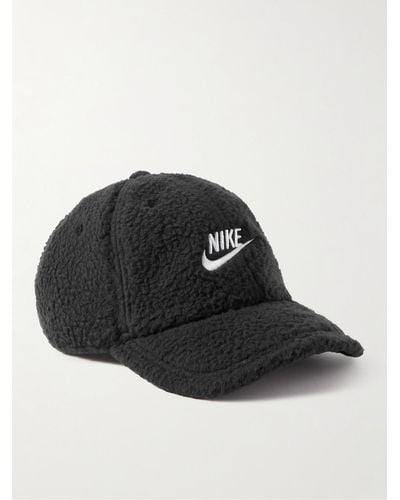 Nike Club Logo-embroidered Faux Shearling Baseball Cap - Black