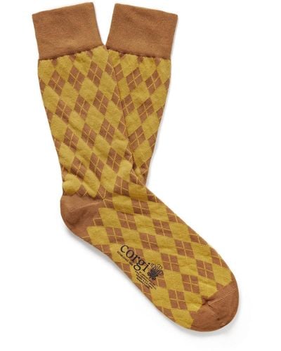 Kingsman Argylle Cotton And Nylon-blend Socks - Yellow